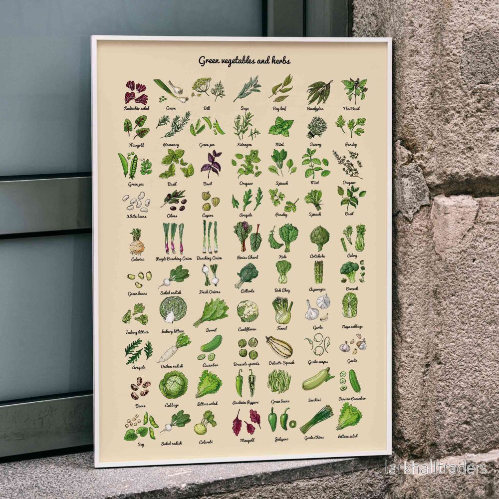 Gröna grönsaker och örter Poster