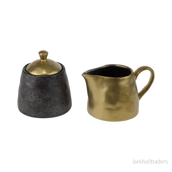 Ceylon Mjölkkanna / Sockerskål Antikguld & Svart Ceylon Mjölkkanna / Sockerskål Antikguld & Svart