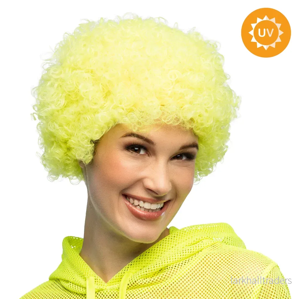 Peruk, curly neon gul Peruk, curly neon gul