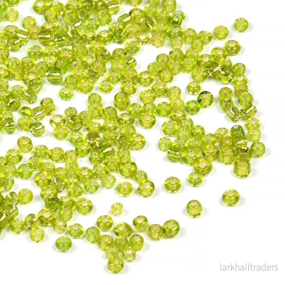 Seed Beads, 2mm, silverlined ljusgrön, 30g Seed Beads, 2mm, silverlined ljusgrön, 30g