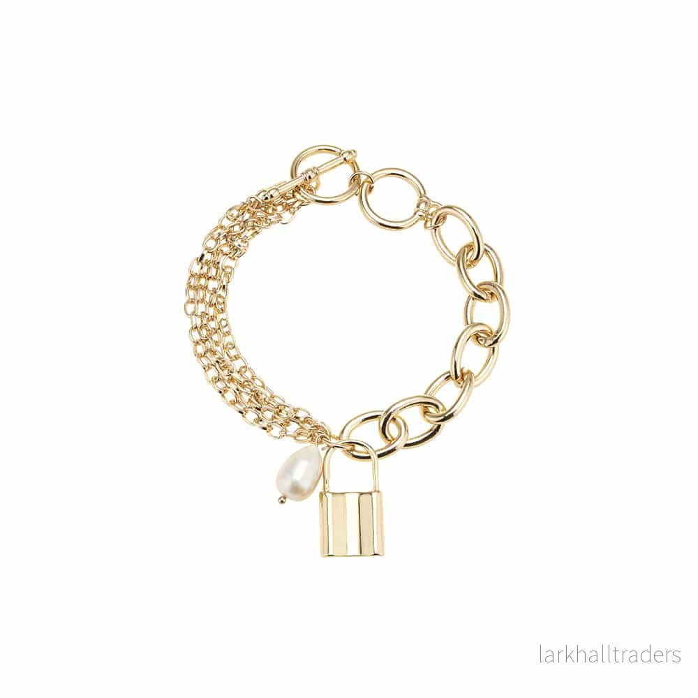 Armband, med pärla och hänglås