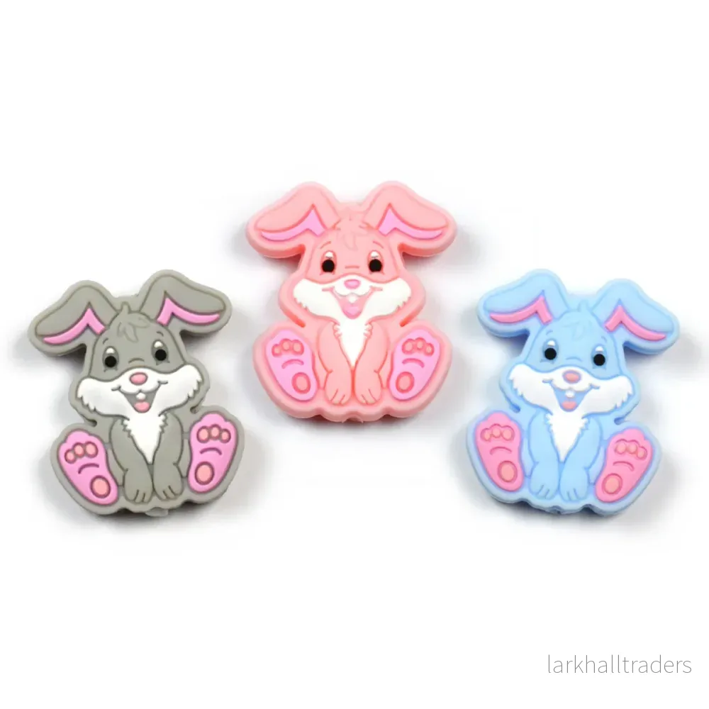 Motivpärla i silikon, happy bunny