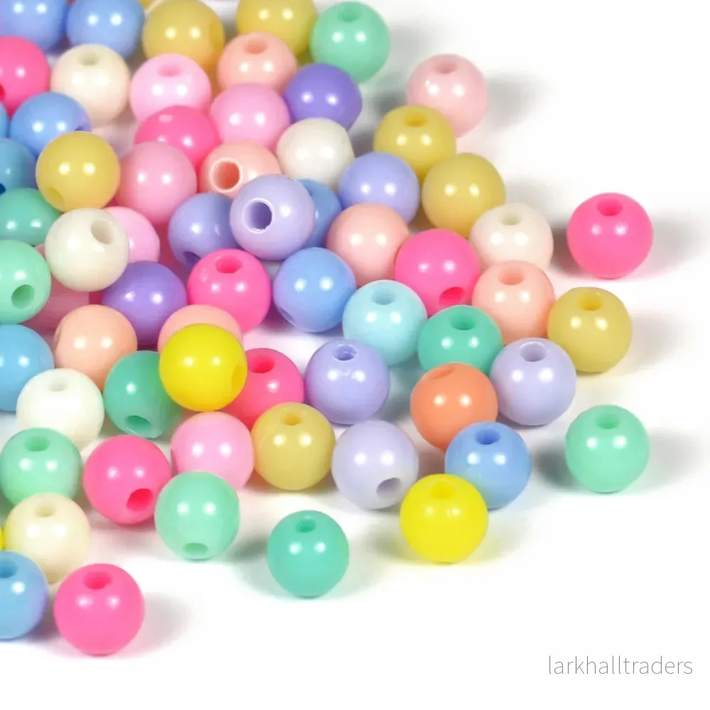 Runda akrylpärlor, pastellmix, 6mm, 200st