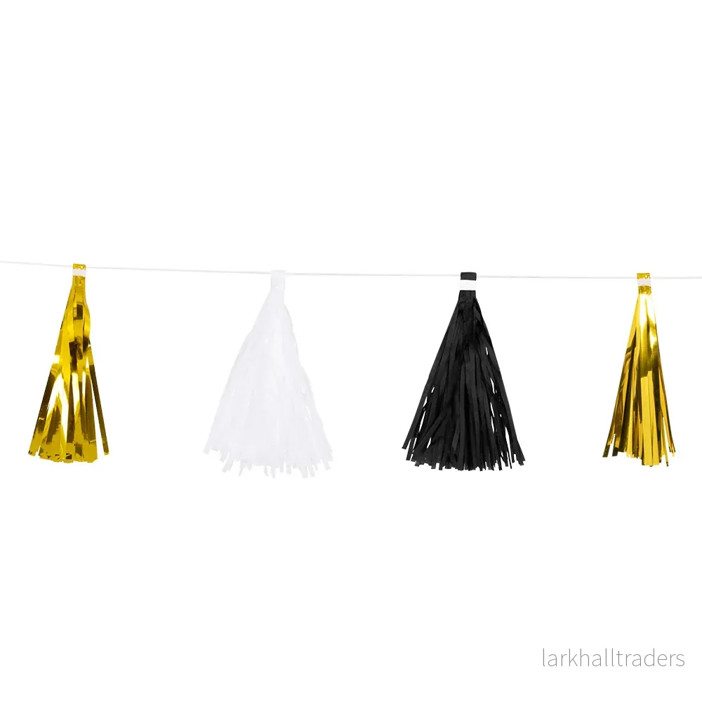 Girlang tassels, svart/vit/guld 3 m Girlang tassels, svart/vit/guld 3 m