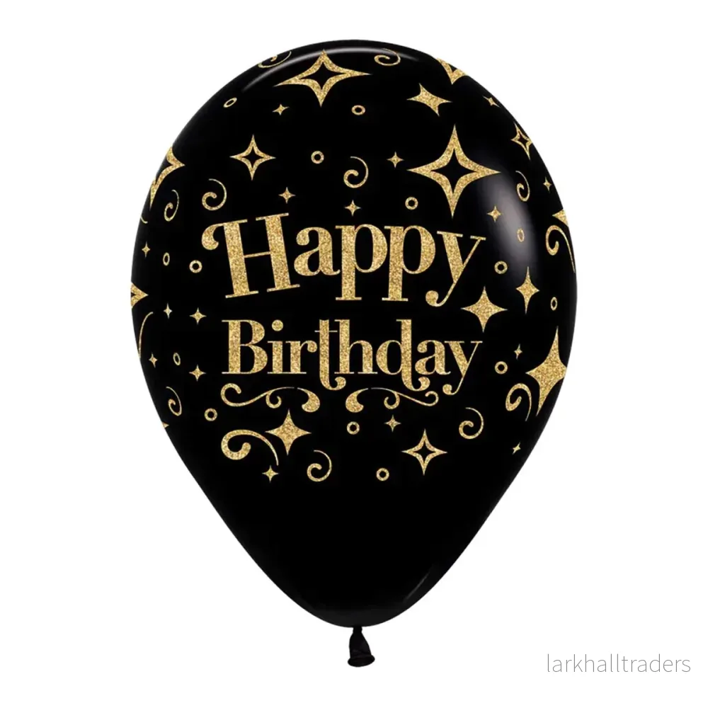 Ballonger, happy birthday svart 6 st - Bild 3