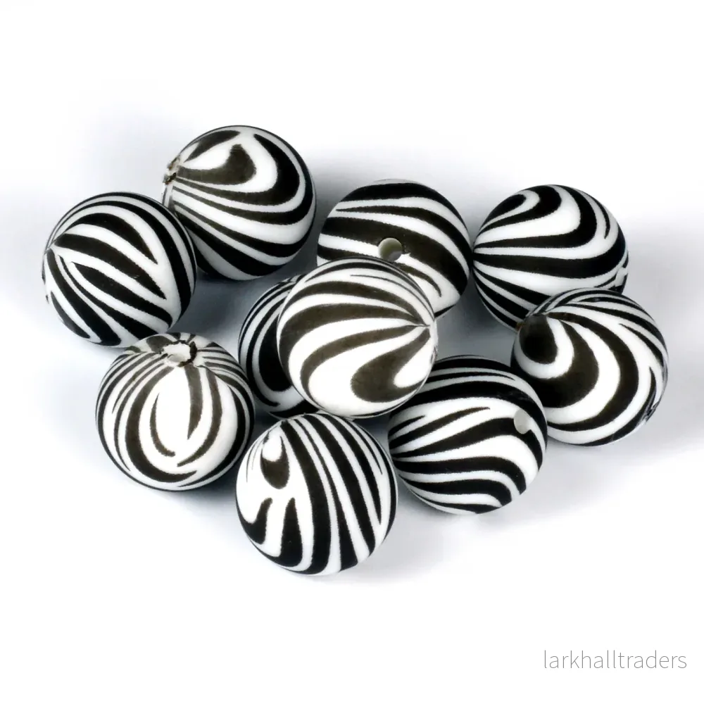 Silikonpärlor, zebra, 15mm - Bild 3