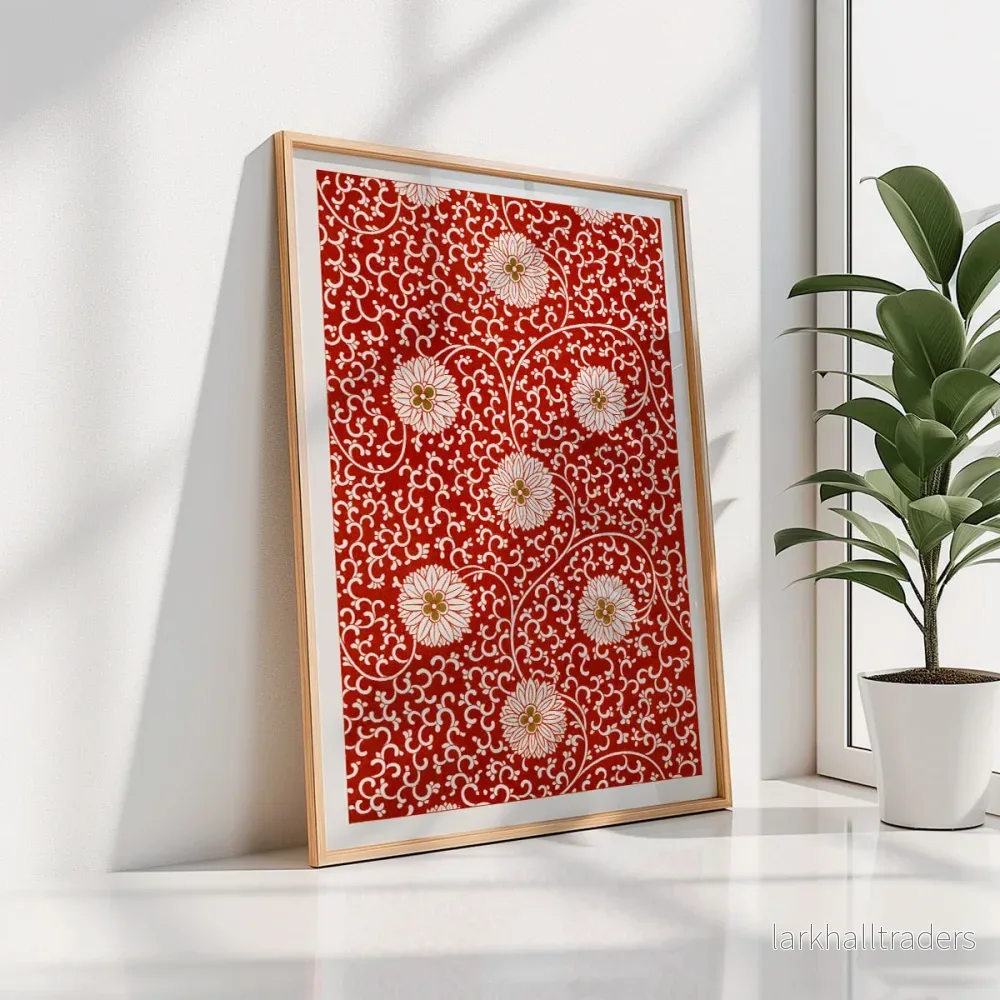 Rött blommönster Poster