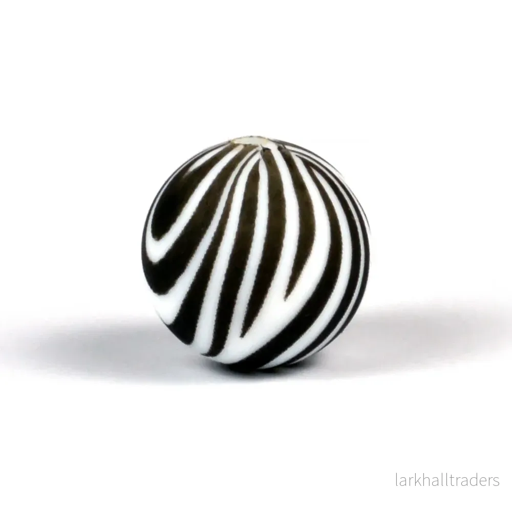 Silikonpärlor, zebra, 15mm