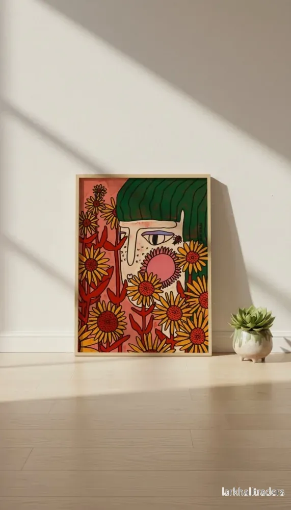 Woman Among Sunflowers Art Poster - Bild 2