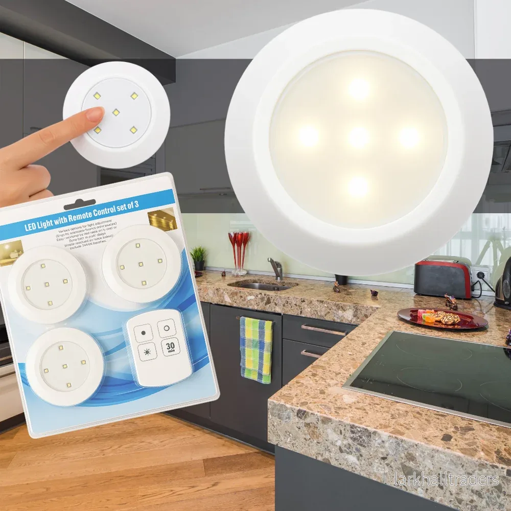 Led spotlight med fjärrkontroll – 3 st.
