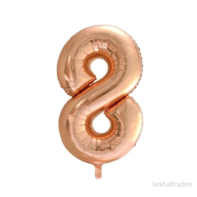 Folieballong, siffra 8 roséguld 86 cm