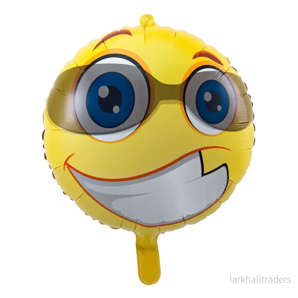 Folieballong, smile med solglasögon 43 cm Folieballong, smile med solglasögon 43 cm