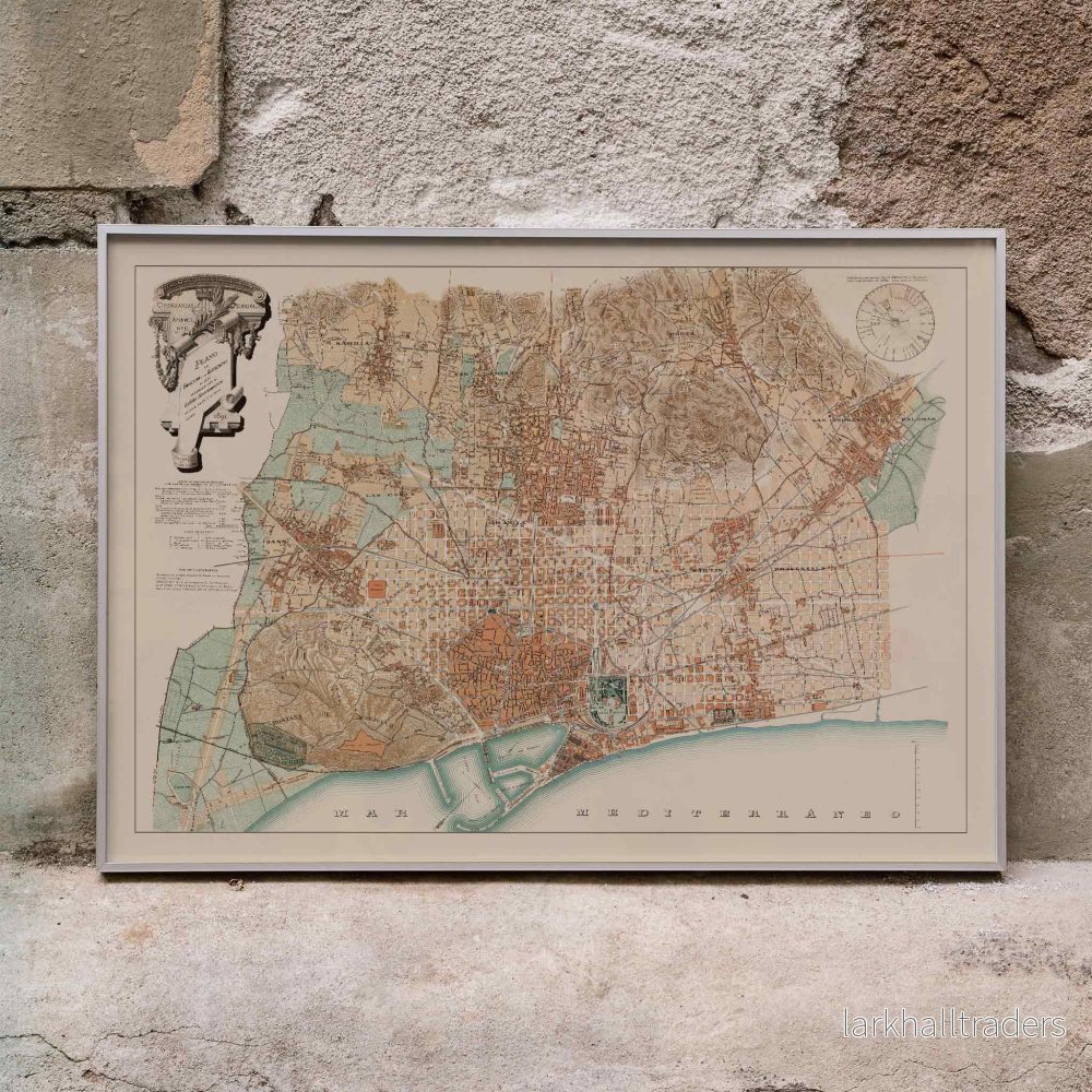 Plan över Barcelona med omgivningar Poster
