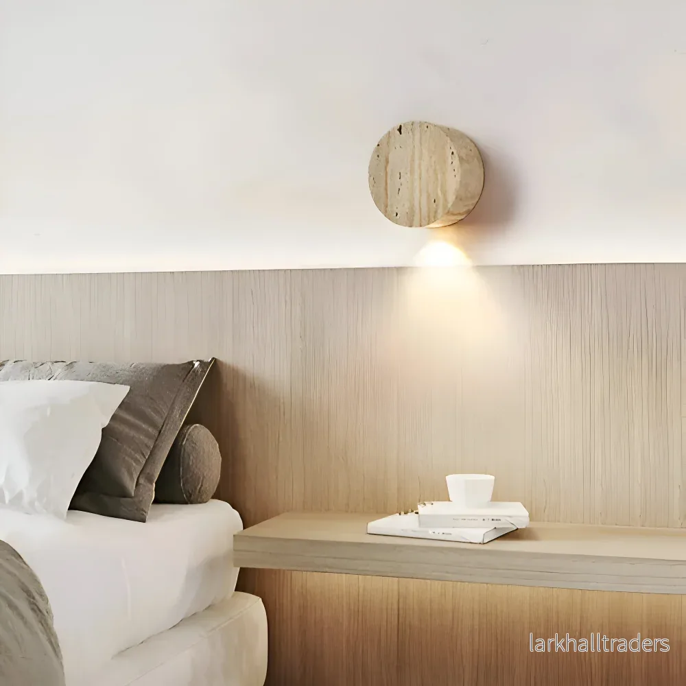 TerraLume – Beige Rund Vägglampa i Marmor med Wabi Sabi Design - Bild 2