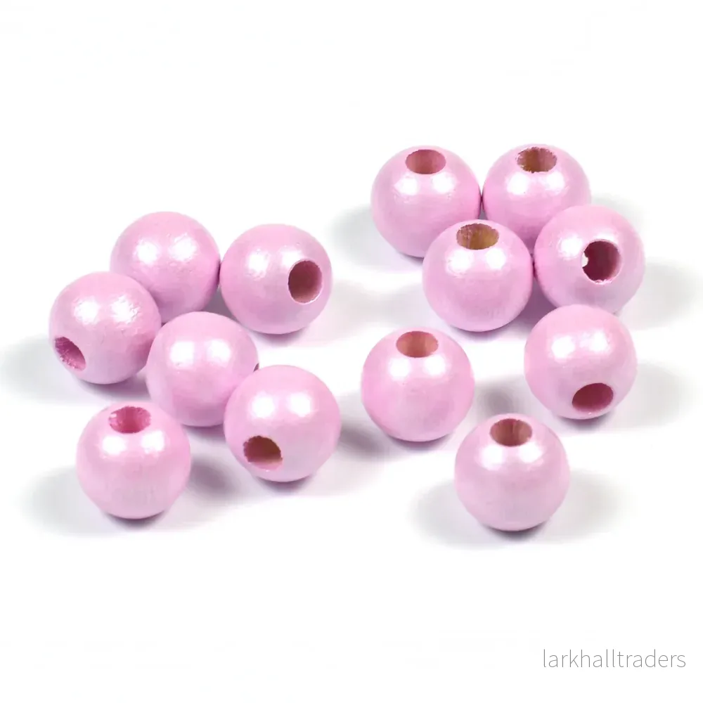 Träpärlor, 8mm, shiny-ljusrosa, 60st