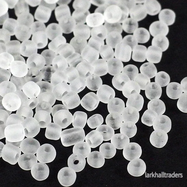 Seed Beads, 4mm, frostad-transparent vit, 30g
