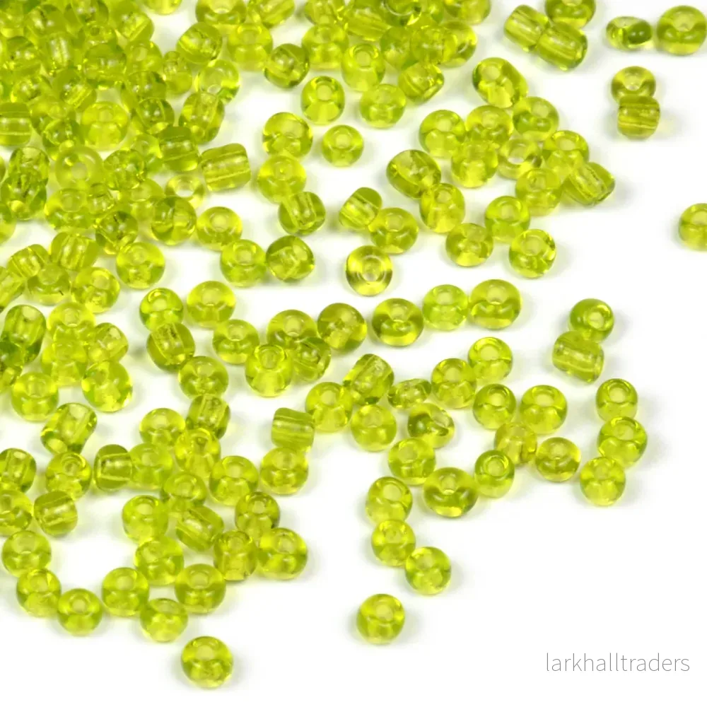 Seed Beads, 2mm, transparent ljusgrön, 30g