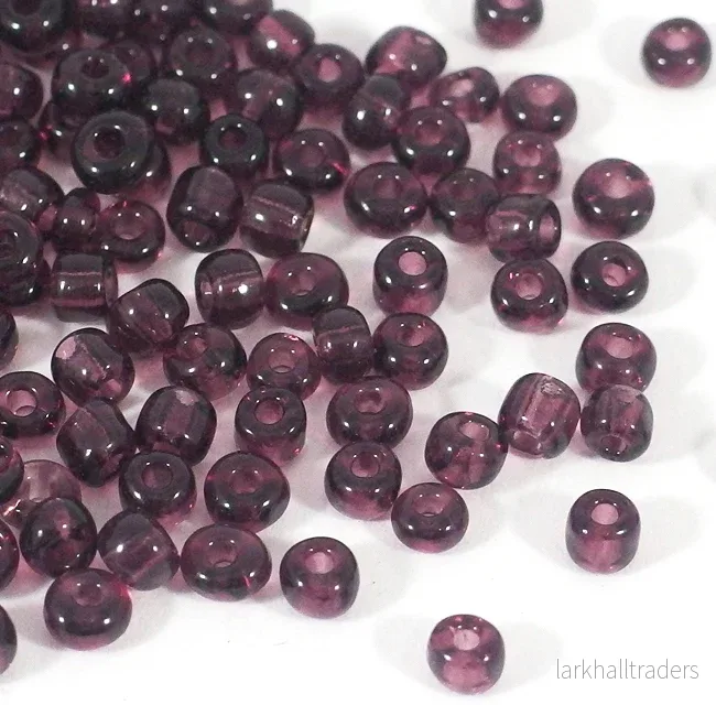 Seed Beads, 4mm, transparent plommon, 30g Seed Beads, 4mm, transparent plommon, 30g