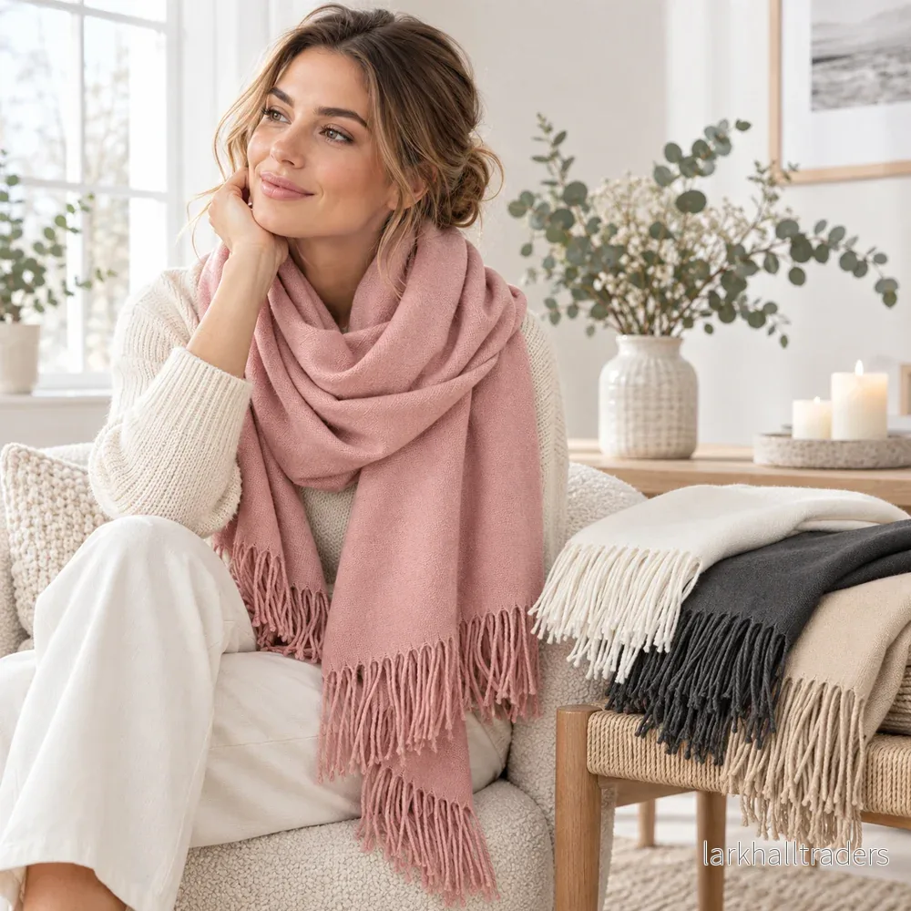 Elegant Halsduk med Fransar – Flera Vackra Färger – 70 x 180 cm – 200 g.