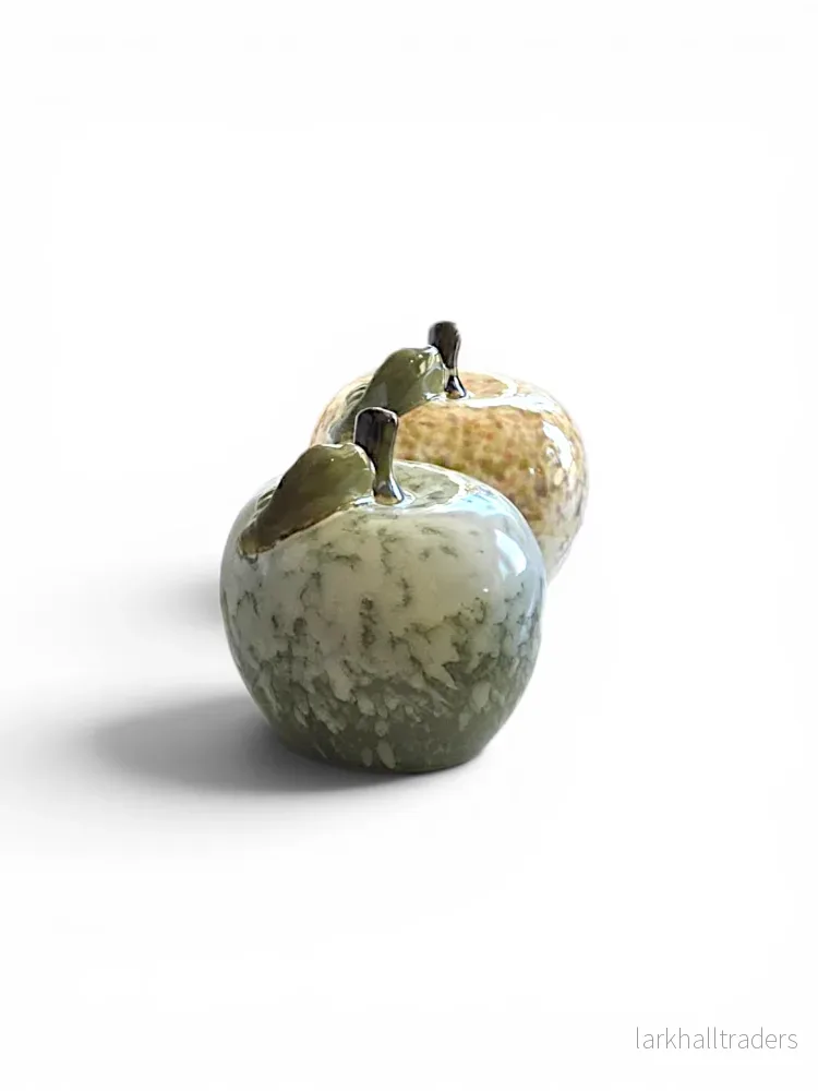 Dekorativt äpple - grön/vit melerad finish - Bild 2