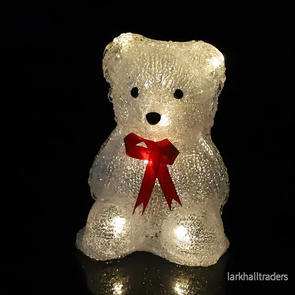 Akryl Isbjörn – Höjd 16 cm – med/utan röd rosett – Akryl Isbjörn – Höjd 16 cm – med/utan röd rosett –