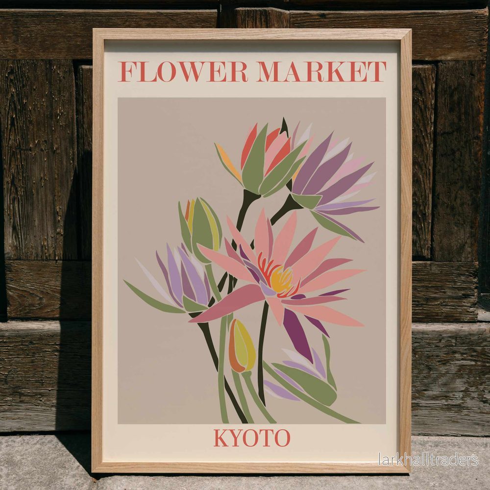 Blomstermarknad i Kyoto Poster