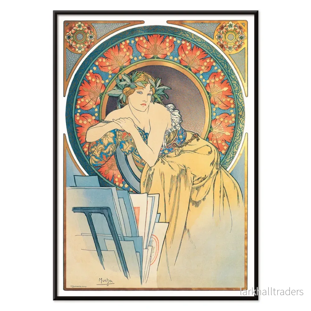 Kvinna med vallmo av Alphonse Mucha Poster - Bild 2