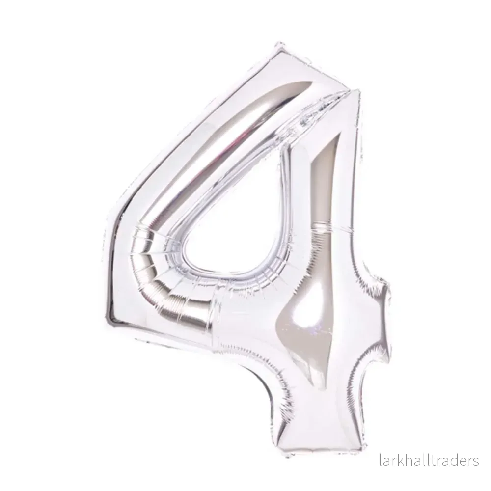 Folieballong, siffra 4 silver 66 cm