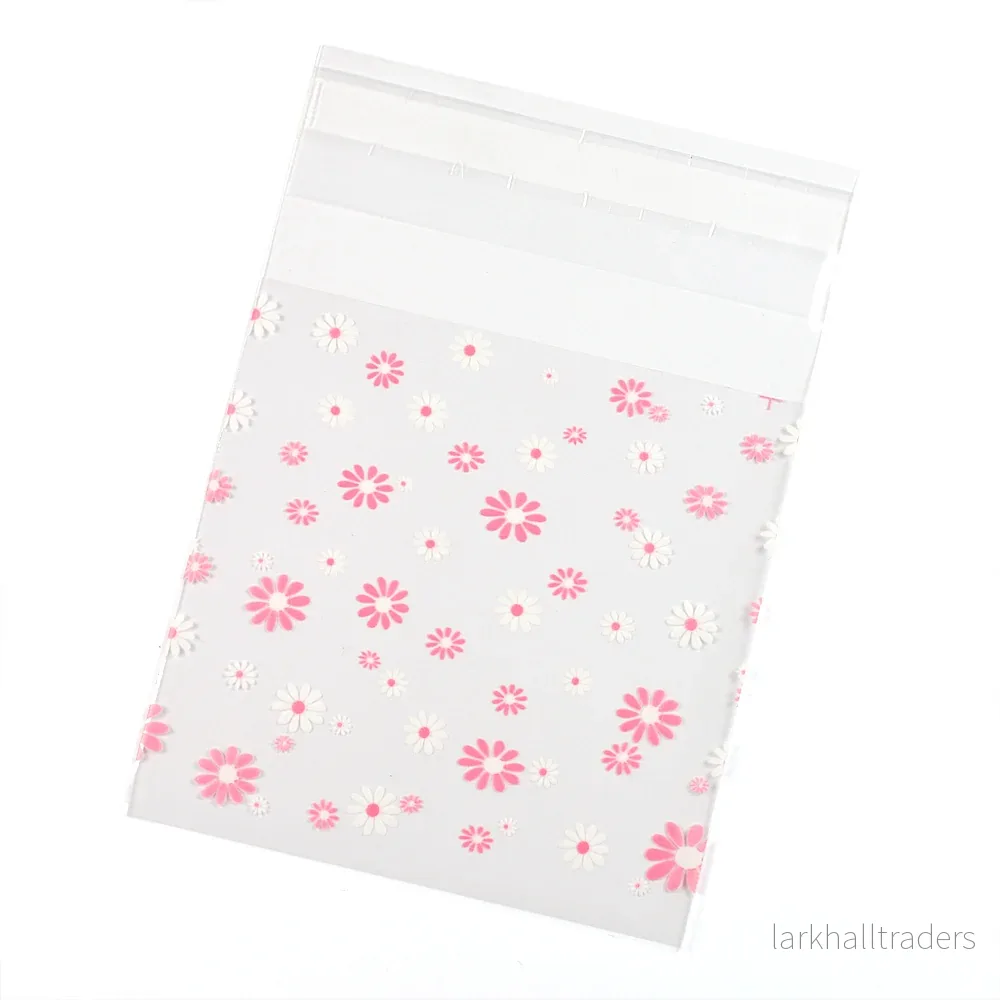 Plastpåsar med blommor, 7x10cm