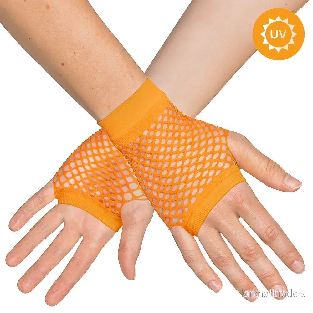 Näthandskar, neon orange korta 80-tal Näthandskar, neon orange korta 80-tal