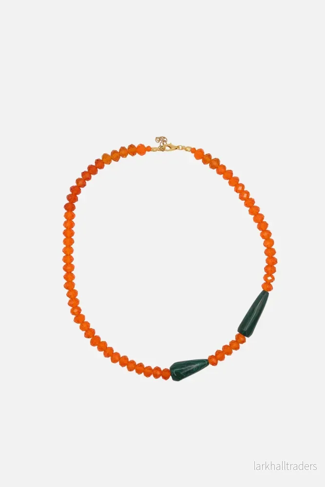 Grön & orange Pärlhalsband