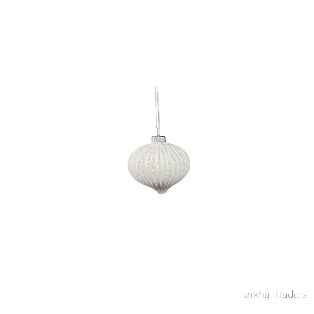 Julkula New York vit ränder 8cm Julkula New York vit ränder 8cm