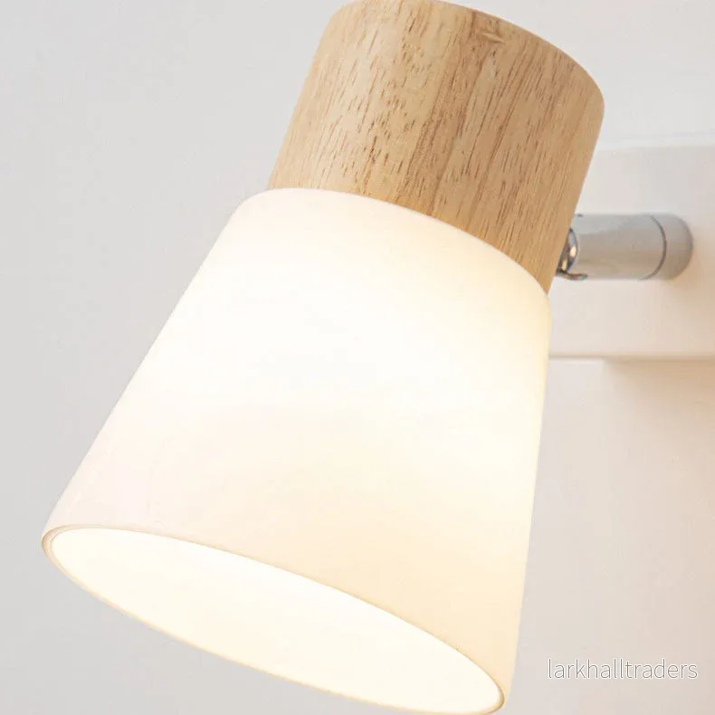 Skandinavisk vägglampa i trä och glas för spegel - Bild 3
