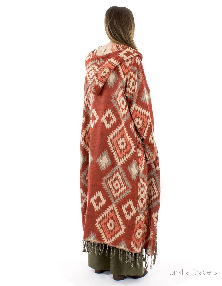 Ponchokappa med fransar Terracotta & Sand - Bild 3
