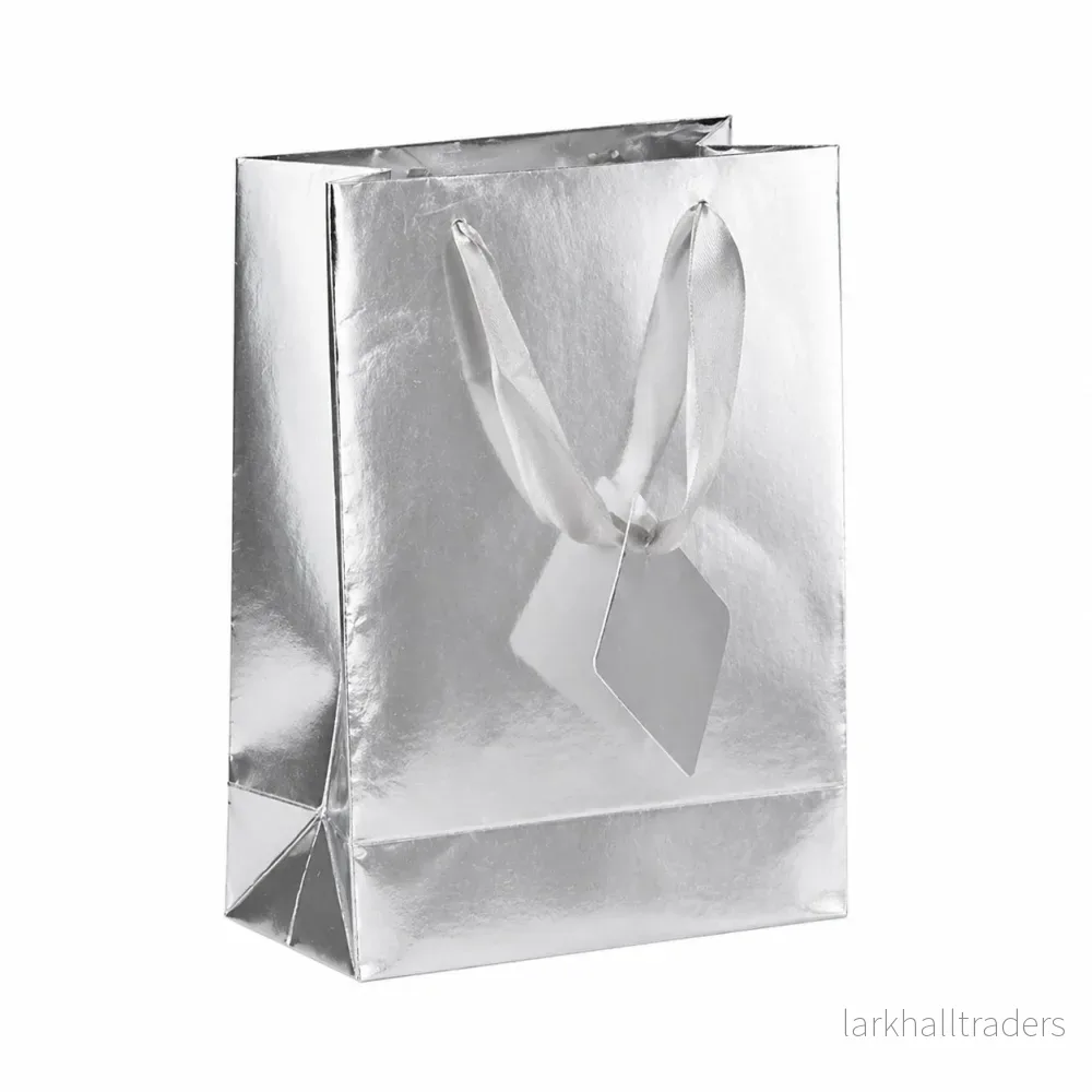 Presentpåse, silver 23x17,5 cm