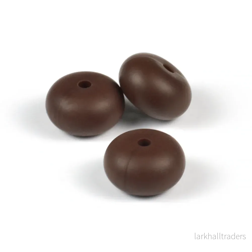 Abacus silikonpärlor, chokladbrun, 3st Abacus silikonpärlor, chokladbrun, 3st