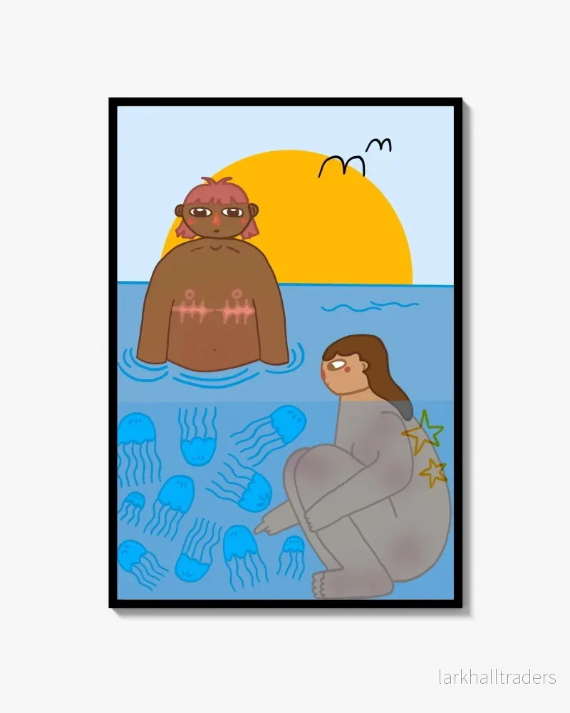 ’By the Sea’ queer art Print illustration