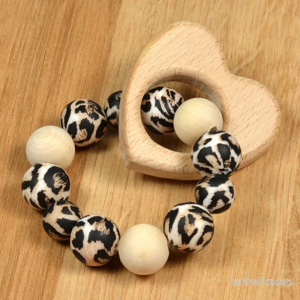 Silikonpärlor, leopard päls, 15mm - Bild 2