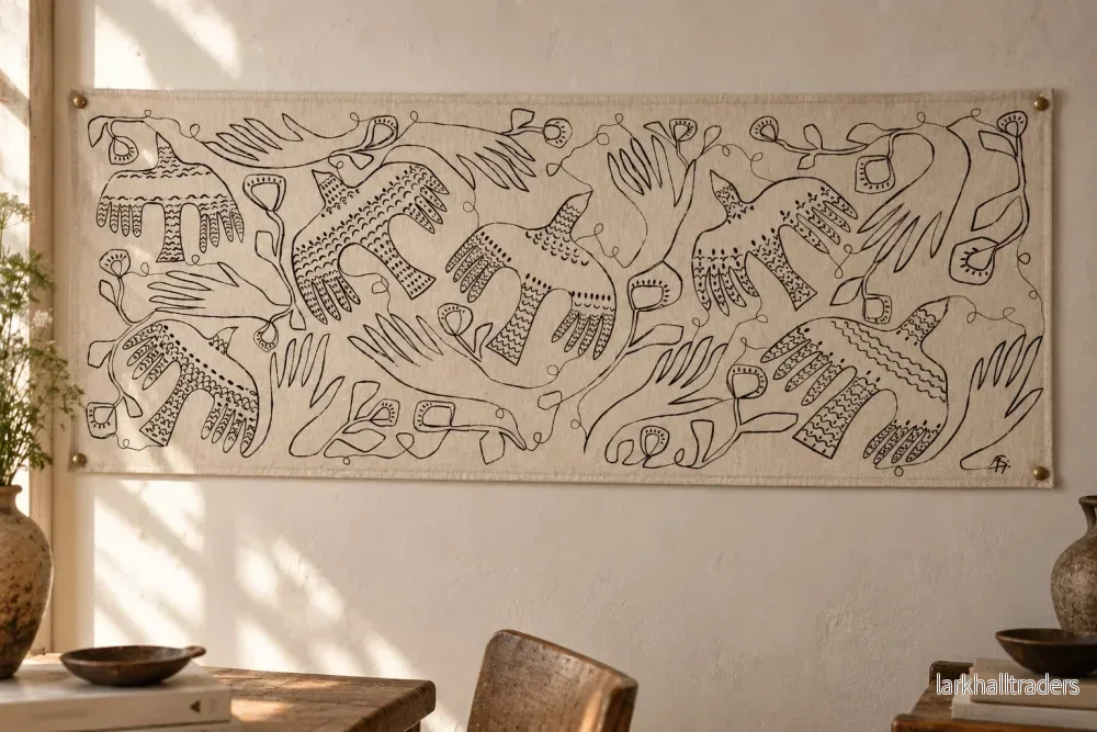 Carried Together – Original Handmålad Textilkonstverk, 55 × 136 cm - Bild 2