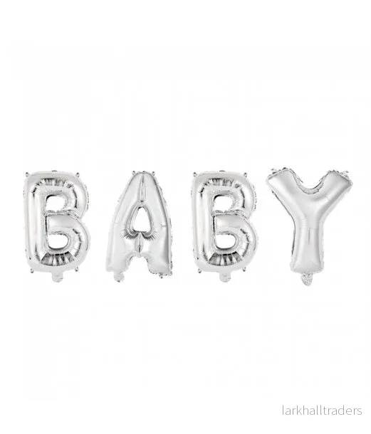 Folieballong, girlang BABY silver