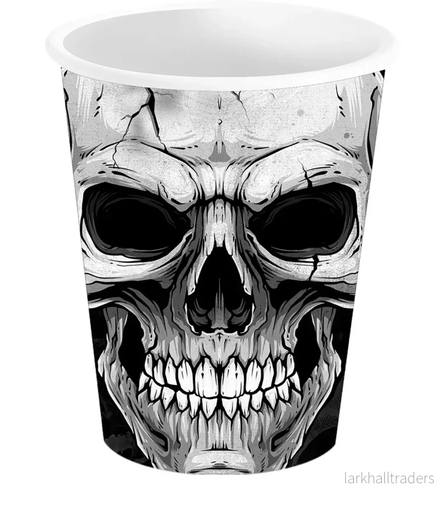 Pappersmuggar, dödskalle 240 ml 6 st Pappersmuggar, dödskalle 240 ml 6 st