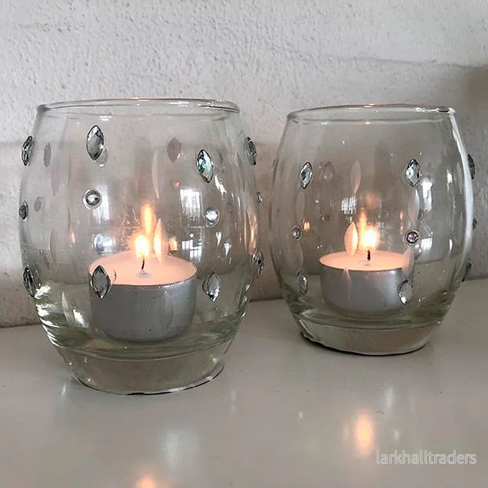 Värmeljus – glas med små diamanter (2 st.) från SIA Home Fashion