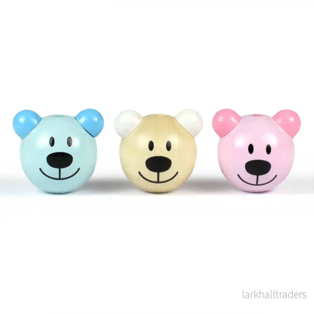 Rund motivpärla i trä, nalle Rund motivpärla i trä, nalle