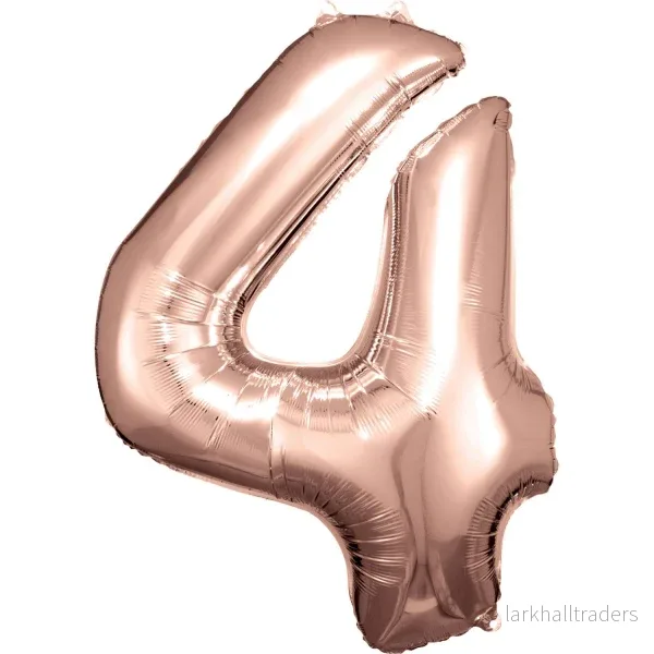 Folieballong, siffra 4 rose 86 cm Folieballong, siffra 4 rose 86 cm