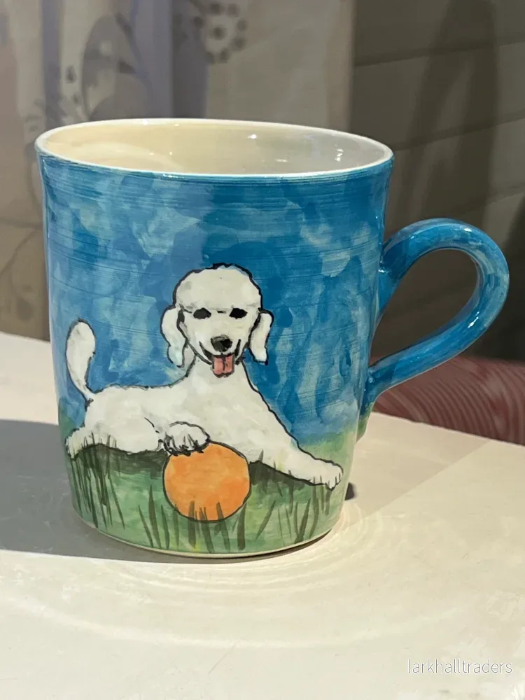Handmålad pudelmugg, (2 pudlar)