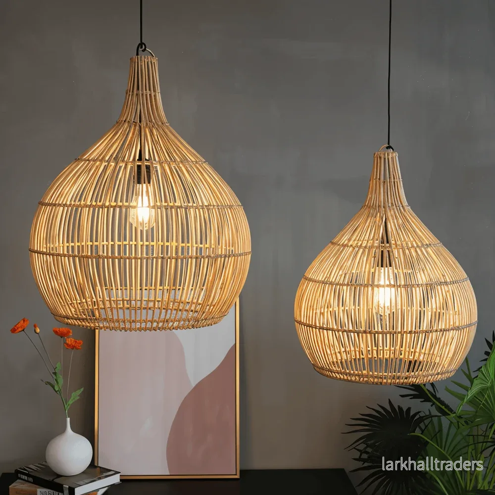 WoveLuxe – Geometrisk Rottingpendel i Naturlig Design - Bild 3