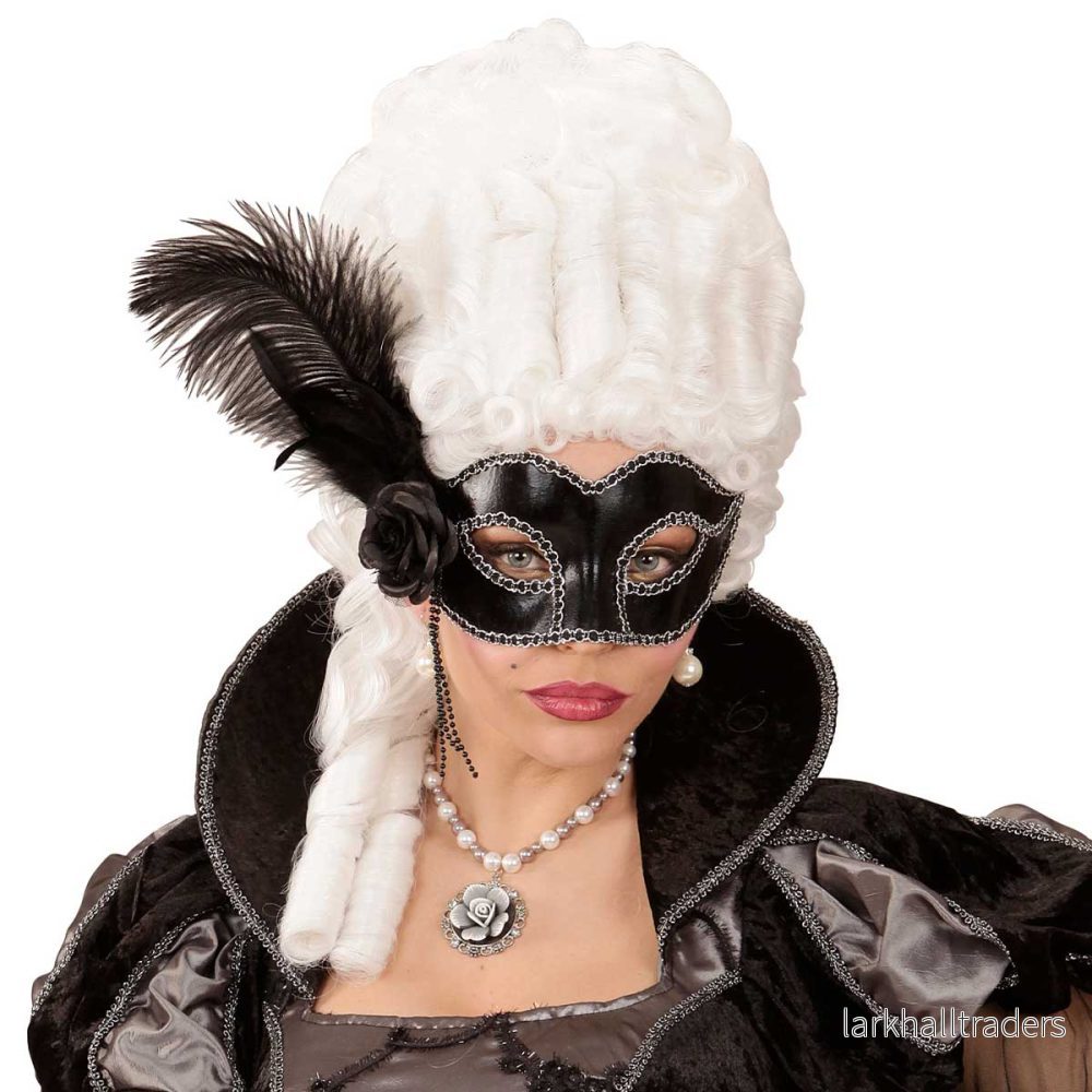 Ögonmask, black venice med fjäder - Bild 2