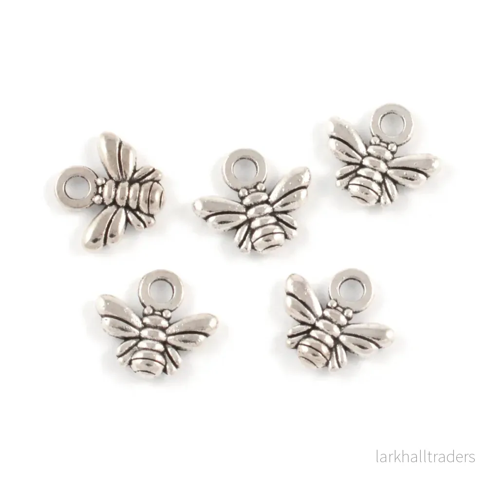Berlock, bi, antiksilver, 11x7mm, 10st
