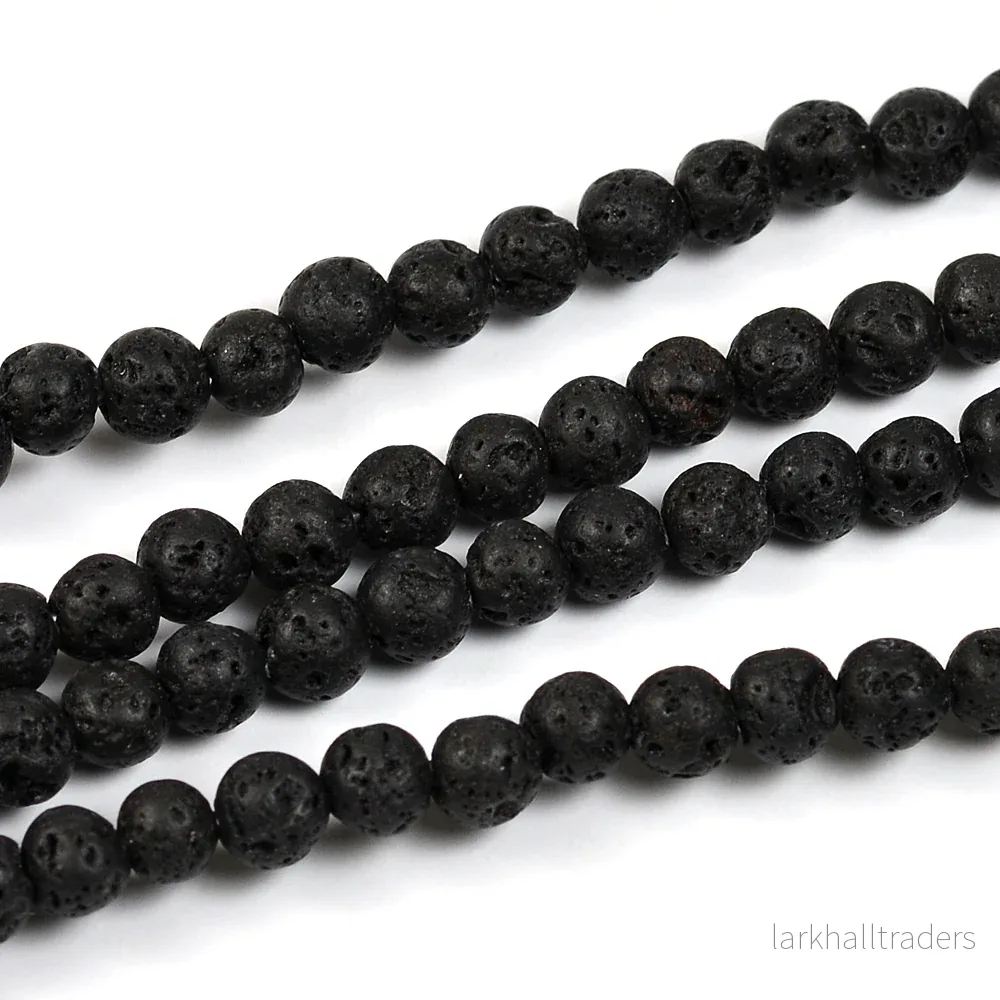 Lava pärlor, svart, 4mm