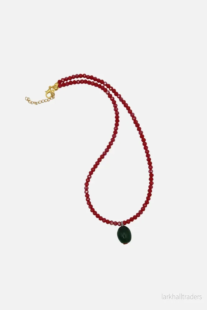 Olive & Bordeaux Pärlor Halsband